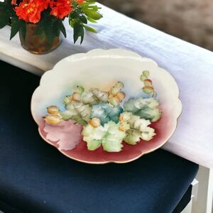 Hand Painted Porcelain 7" Plate Crown Vienna Austria Ombre Autumn Leaves Stamped